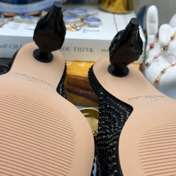 🆕 KURT GEIGER LONDON 🧿 NWOB 60mm Black Crystal Eagle Heel Mule, Sz 37 US 7 - Picture 15 of 16